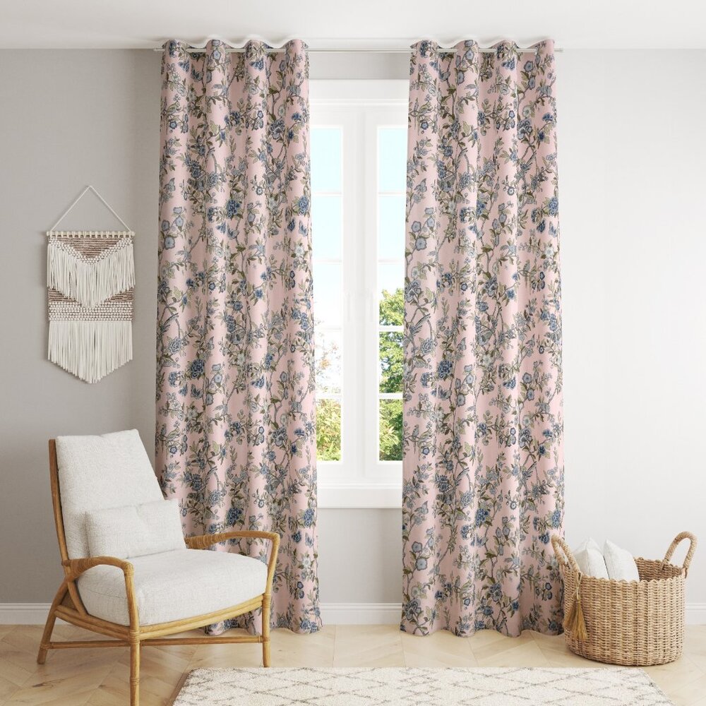 100% Cotton Curtains 7 feet  – Set of 2 - Pink